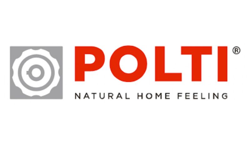 Logo polti natural home feeling su sfondo bianco