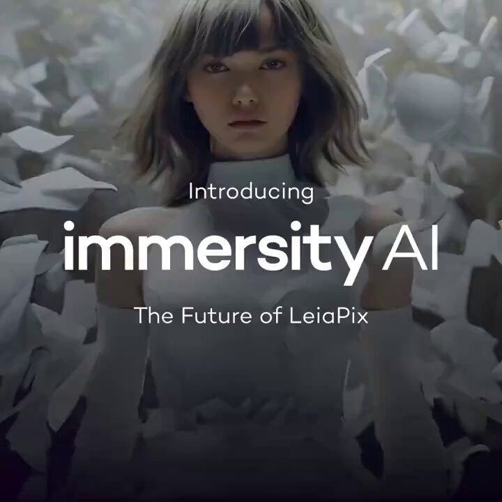 An advertisement for immersity al the future of leia pix