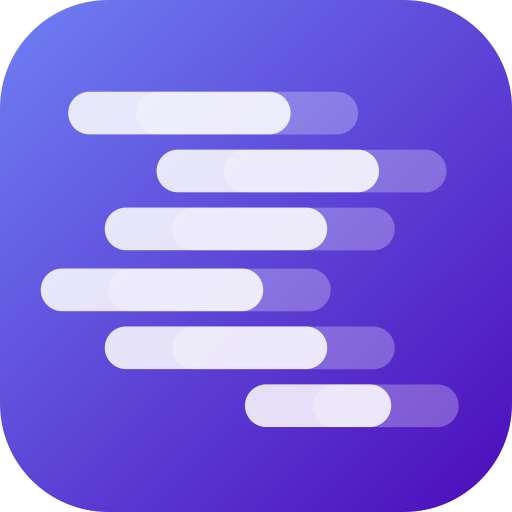 A purple app icon with white lines on it