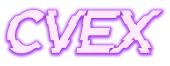 The word cvex is written in purple letters on a white background