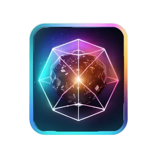 A glowing cube with a planet inside of it