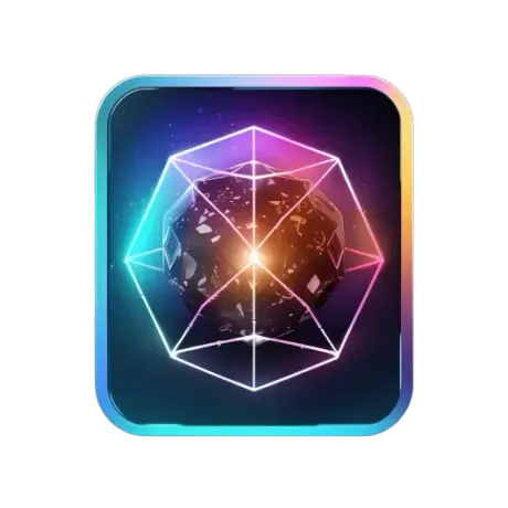A glowing cube with a planet inside of it
