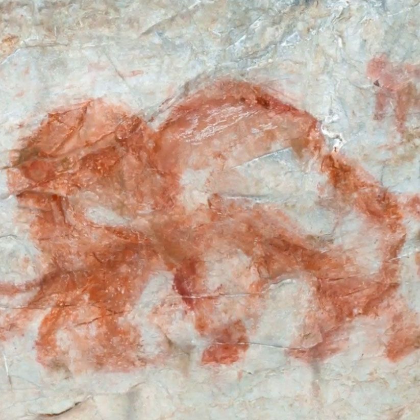 A close up of a piece of paper with a red stain on it