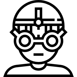 icona di oculista con apparecchiatura diagnostica