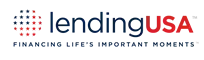 LendingUSA logo with red and blue text and the tagline “Financing Life’s Important Moments”