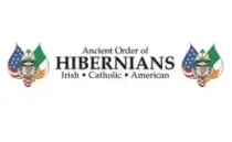 Ancient Order of Hibernians logo with Irish and American symbols and “Irish • Catholic • American” text
