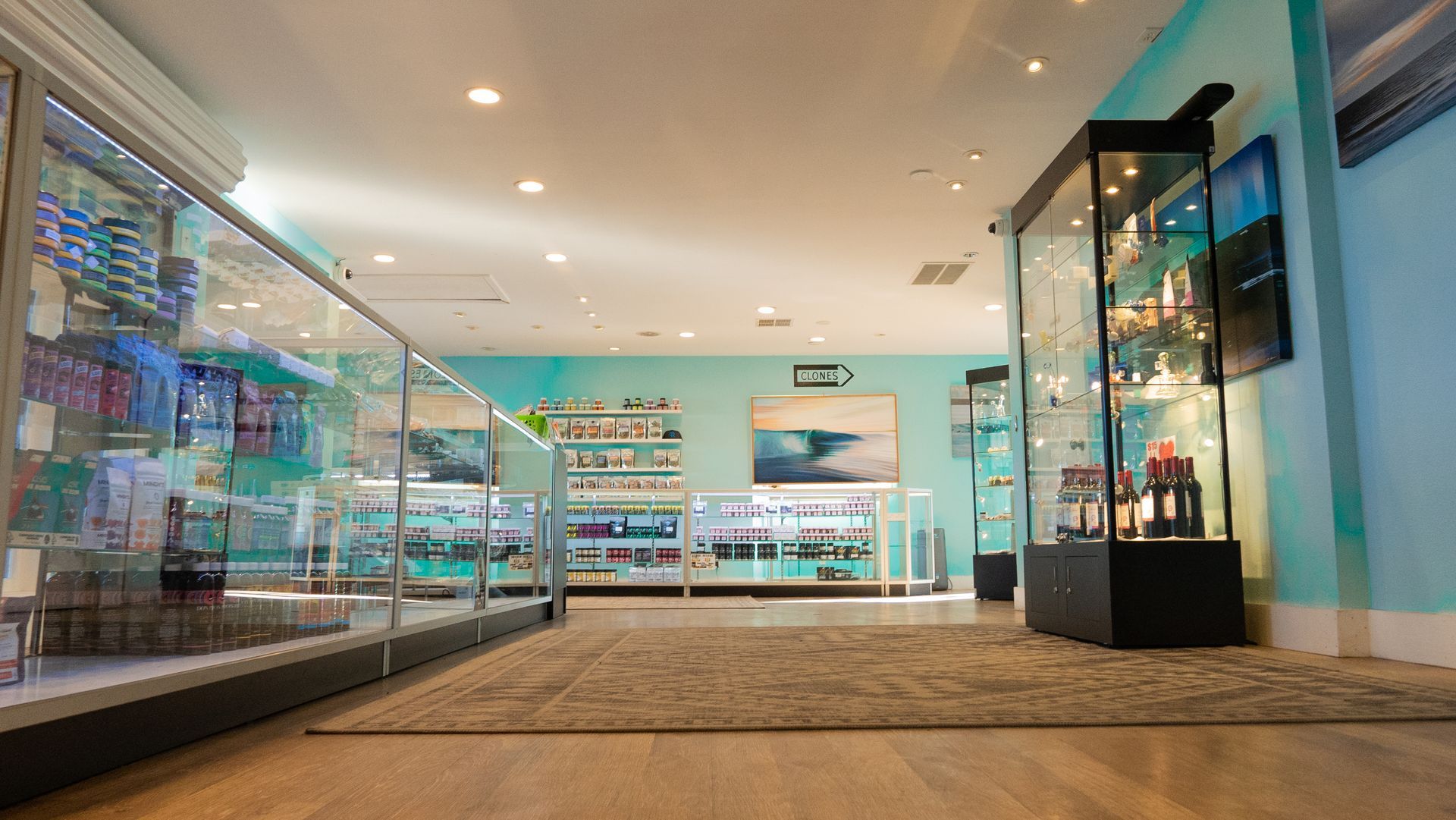 Interior of the PR Farms cannabis dispensary located in Santa Cruz, California.