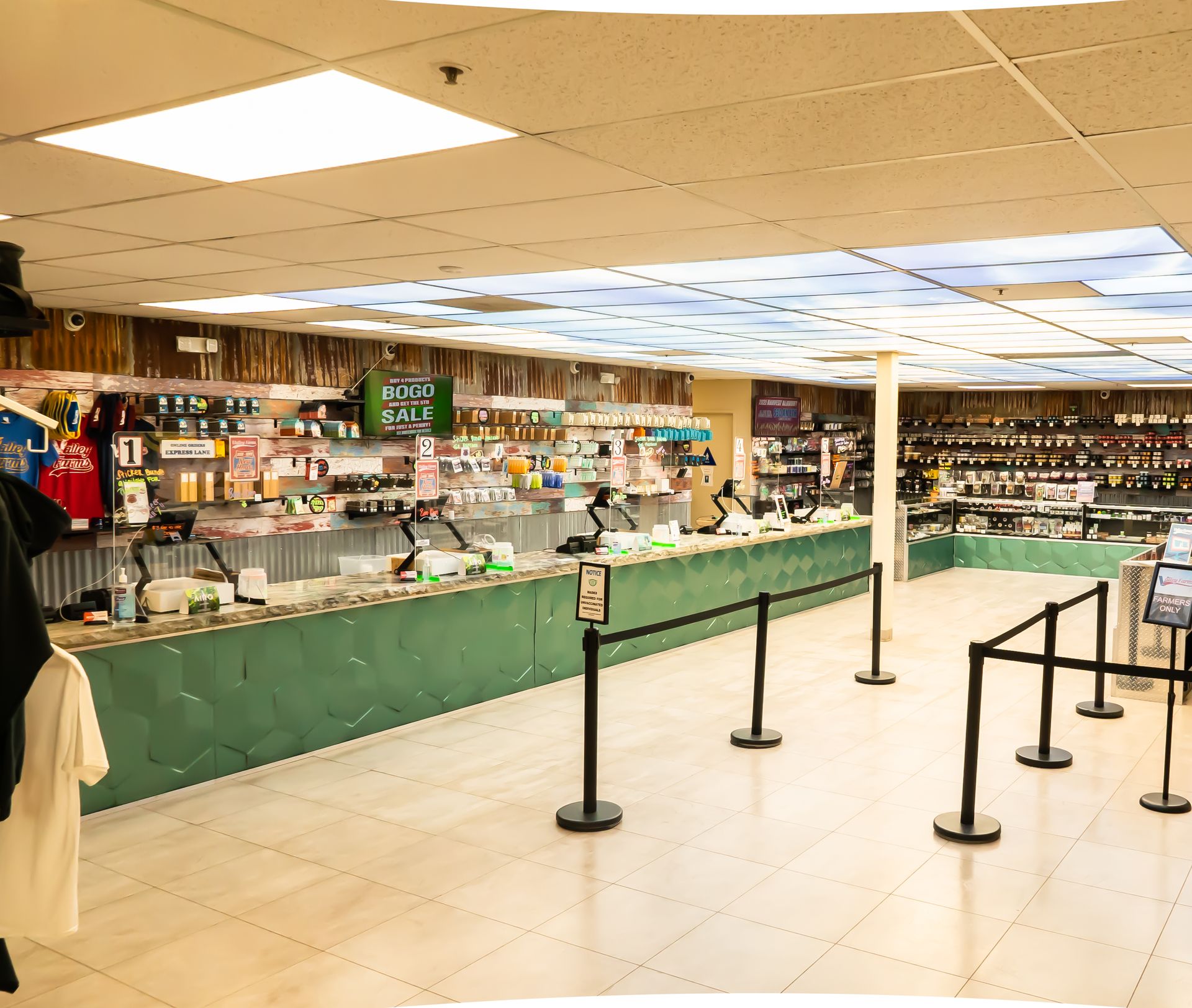 Picture of the interior of the Valley Farms cannabis dispensary located in Salinas, California.