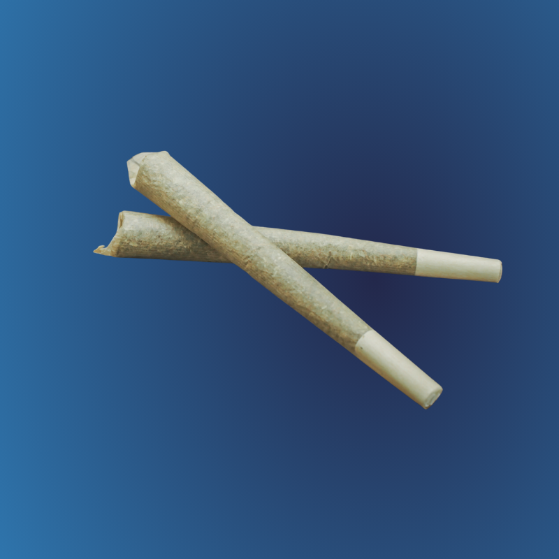 Two joints are crossed over each other on a blue background