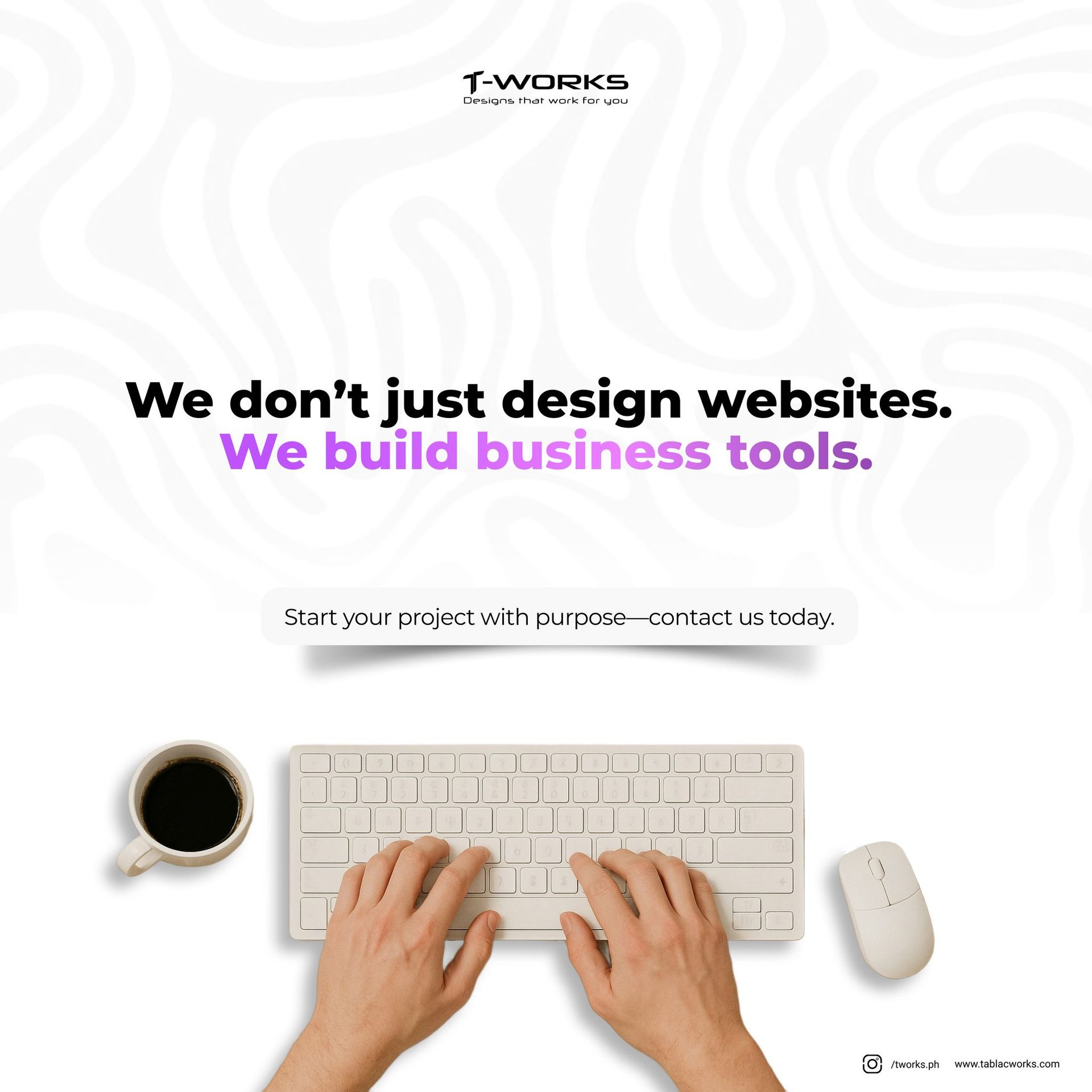 Modern business homepage with clean layout and clear call-to-action designed by T-Works