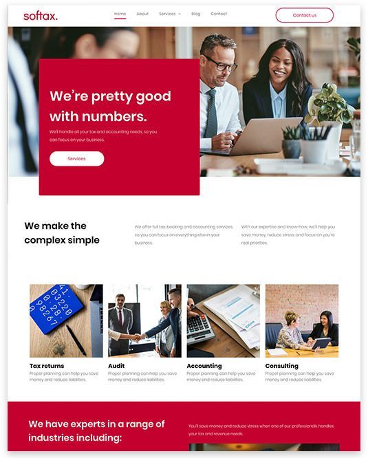 A screenshot of a website for a company called softox.