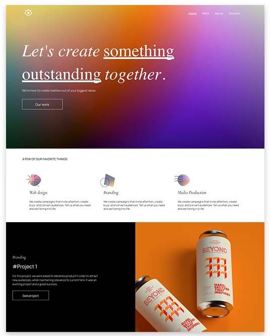 A screenshot of a website for a company called let 's create something outstanding together.