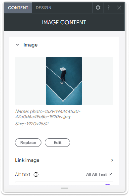 A computer screen shows a picture of a person on a tennis court.