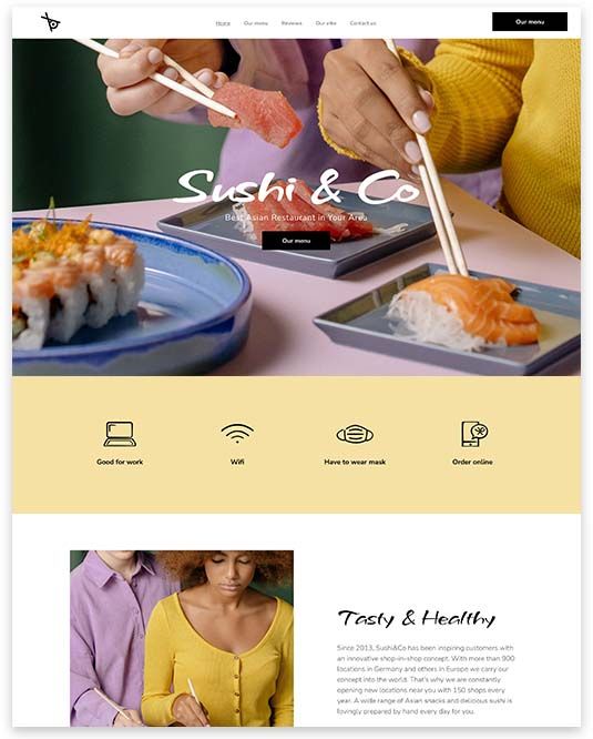 A screenshot of a website for sushi & co.