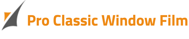 The logo for pro classic window film is orange and black on a white background.