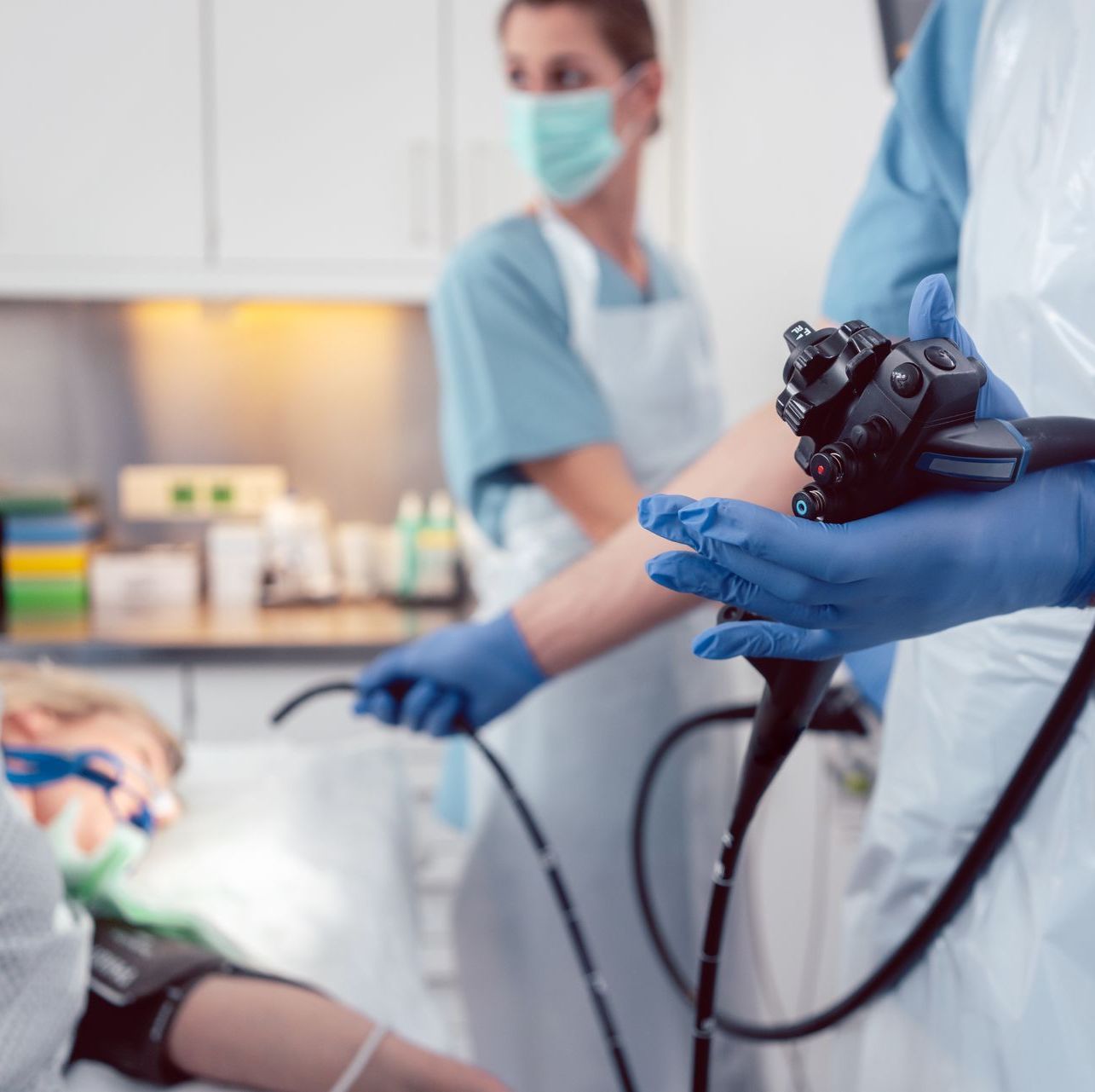 doctor with endoscope