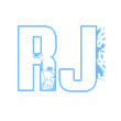 A blue and white logo for a company called rj