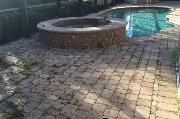 Patio and Pool Deck Cleaning - Before and after