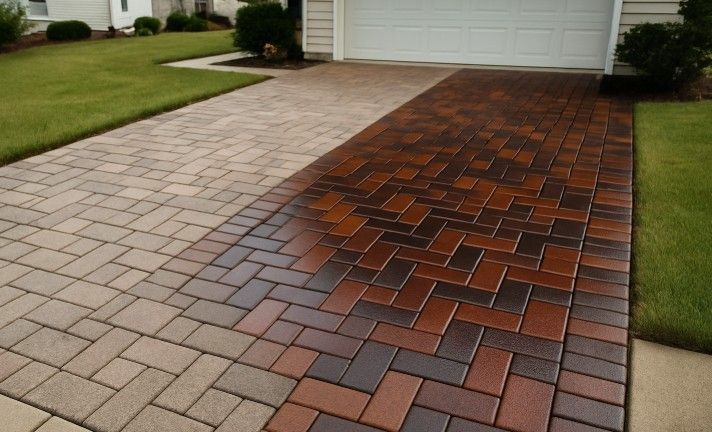 Paver Sealing, before and after