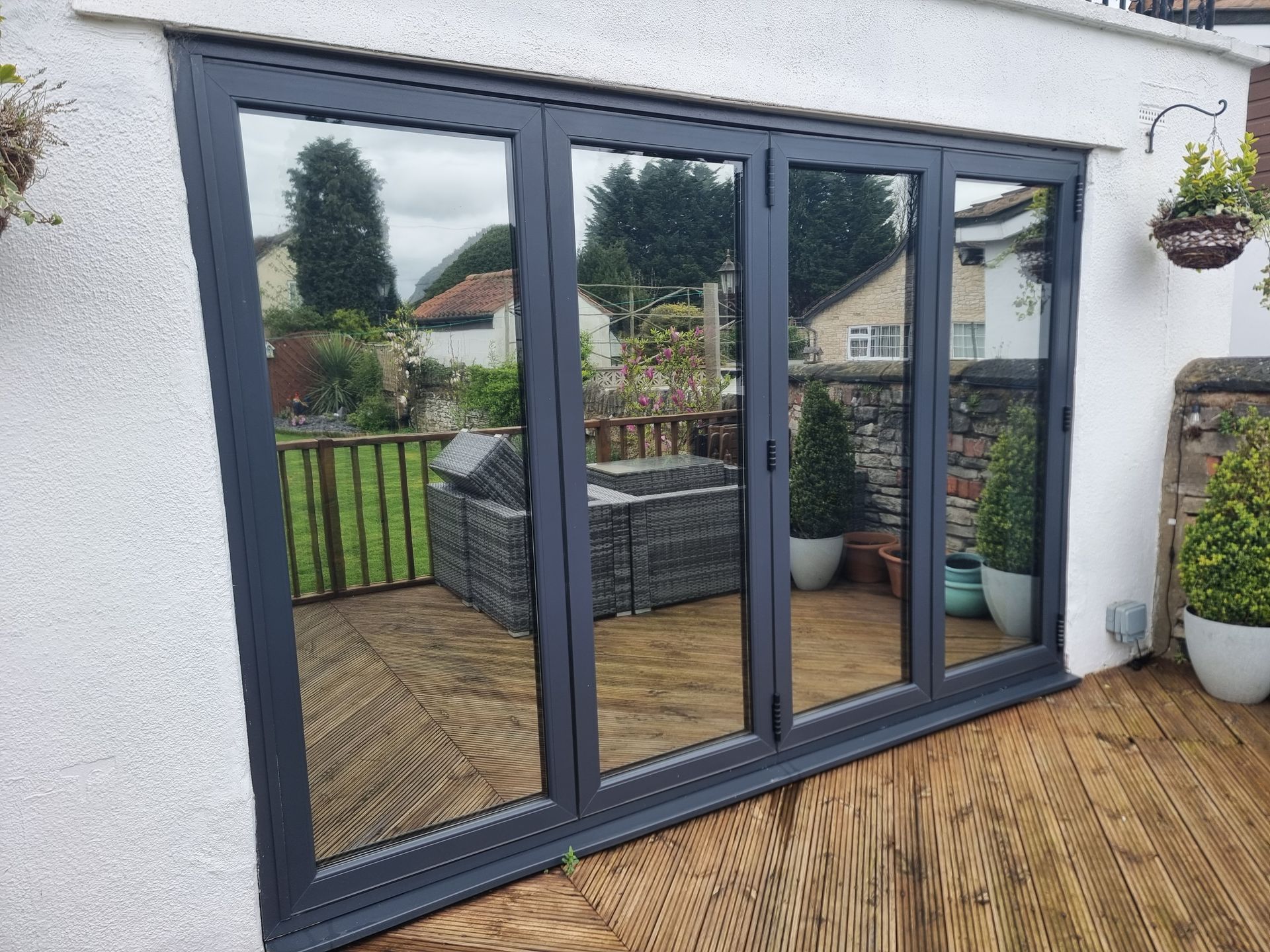 Bi Fold doors with tint to reduce heat and privacy
