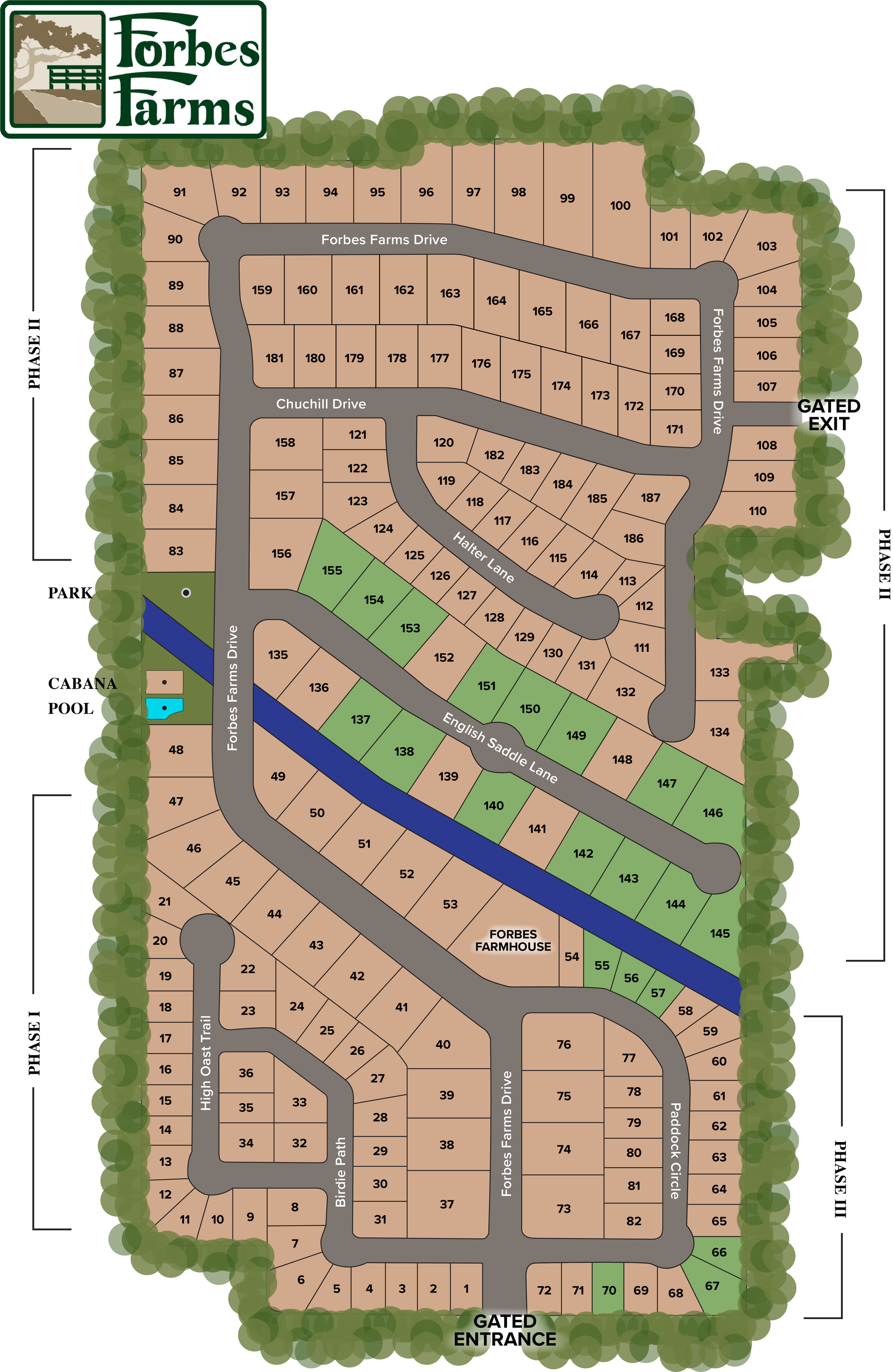 Map of Forbes Farms available lotd and land for sale in Hammond, LA