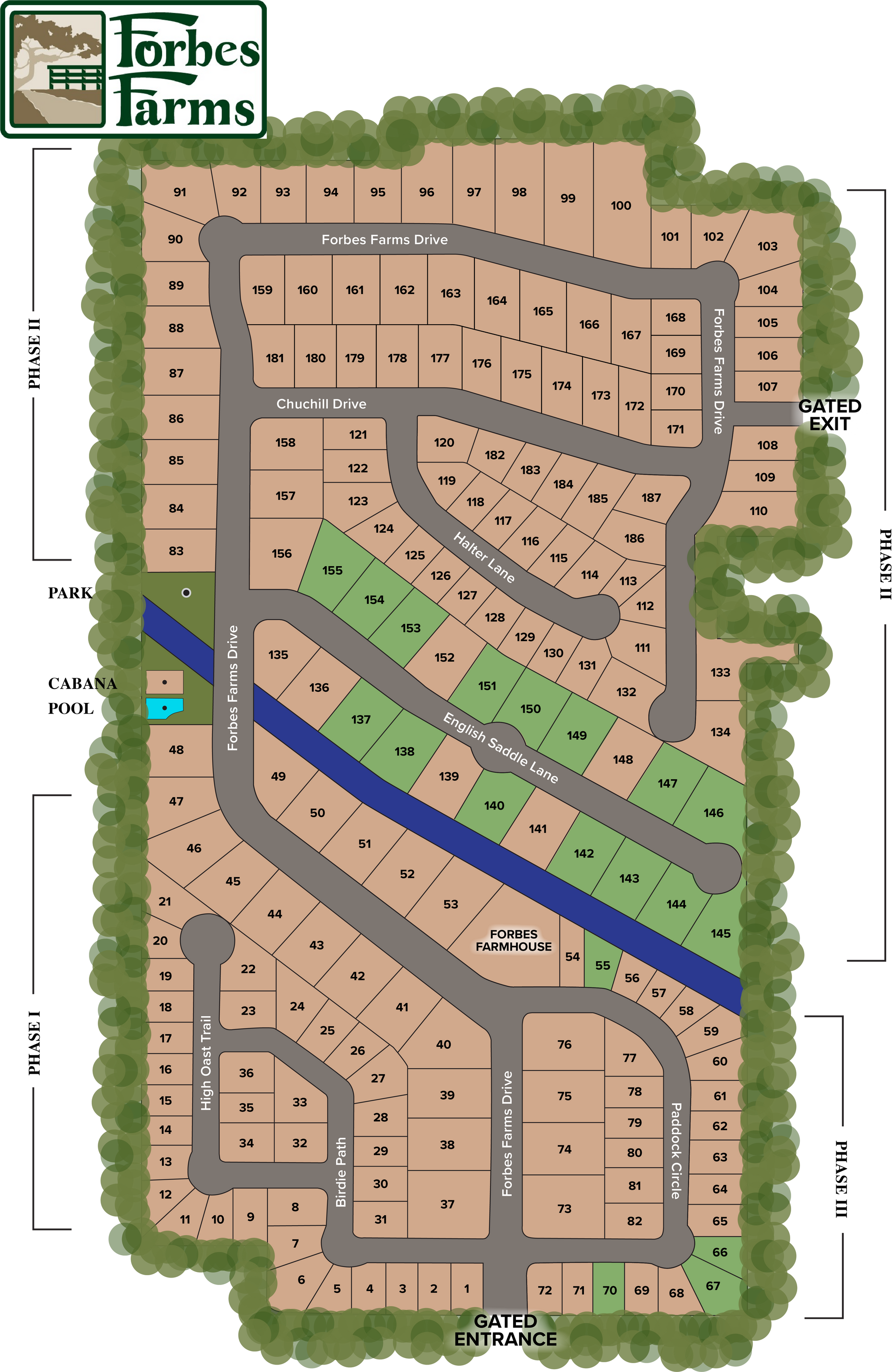 Map of Forbes Farms available lotd and land for sale in Hammond, LA