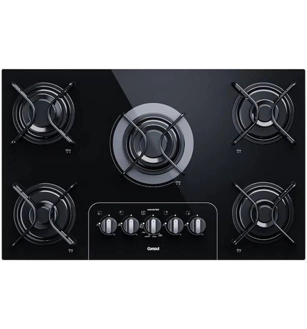 COCINA EMPOTRABLE CON VIDRIO TEMPLADO Y ENCENDIDO AUTOMÁTICO - 5 hornallas