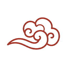 白色背景上的紅色程式化雲朵圖案。