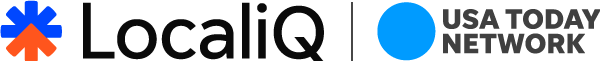 The logo for LocaliQ, featuring a blue and orange star-like icon, followed by the USA TODAY NETWORK logo.