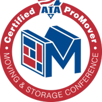 Certified ProMover logo: Red circle with white text. Blue 