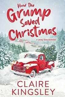 Digital cover for: How the Grump Saved Christmas. There is a bright red truck carrying Christmas trees down a snowy lane.