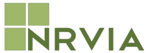 NRVIA logo with green squares and text.