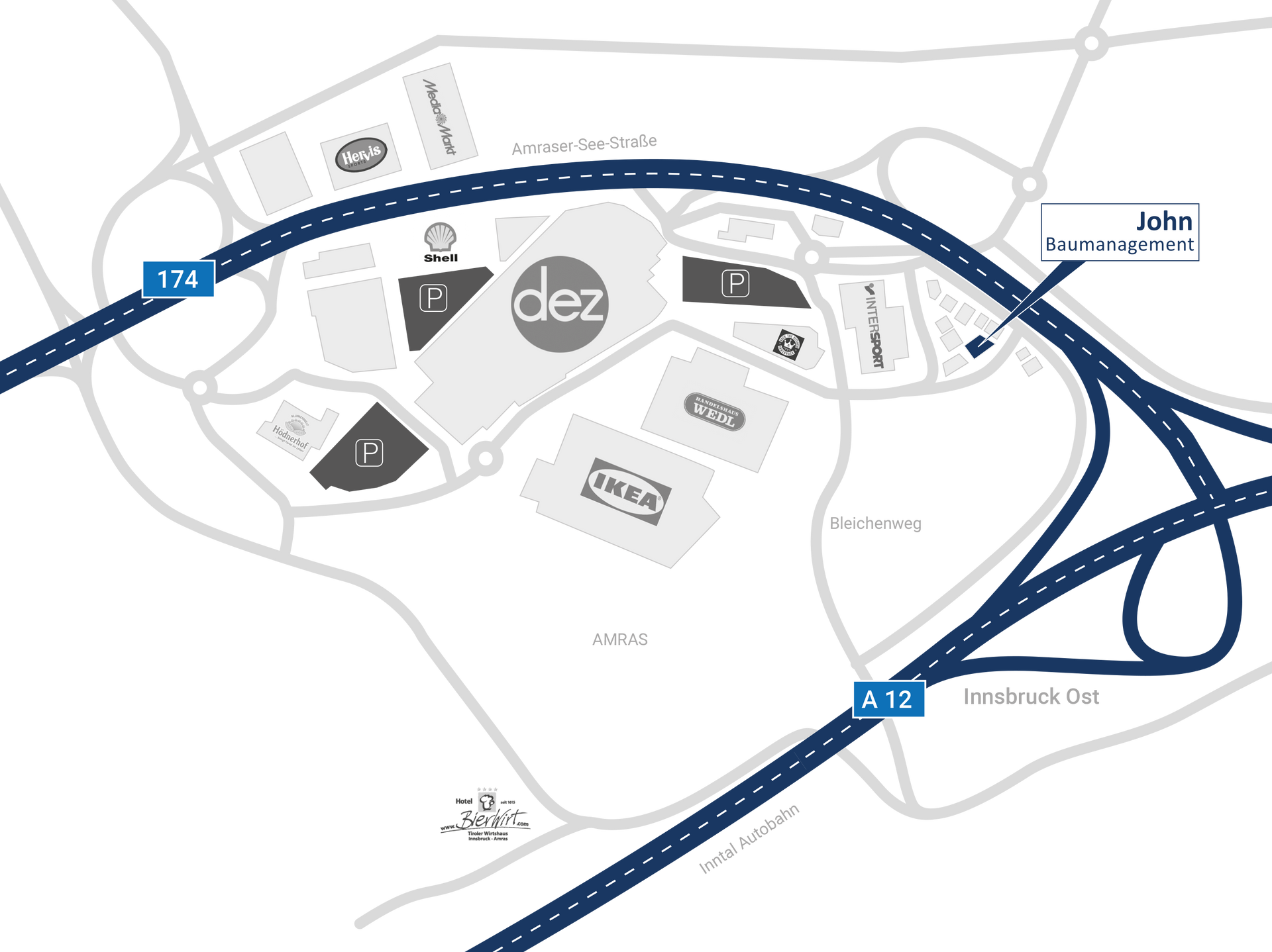 Lageplan John Baumanagement Innsbruck
