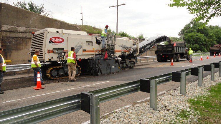 Workers With Milling Machine — East Peoria, IL — Tazewell County Asphalt Company