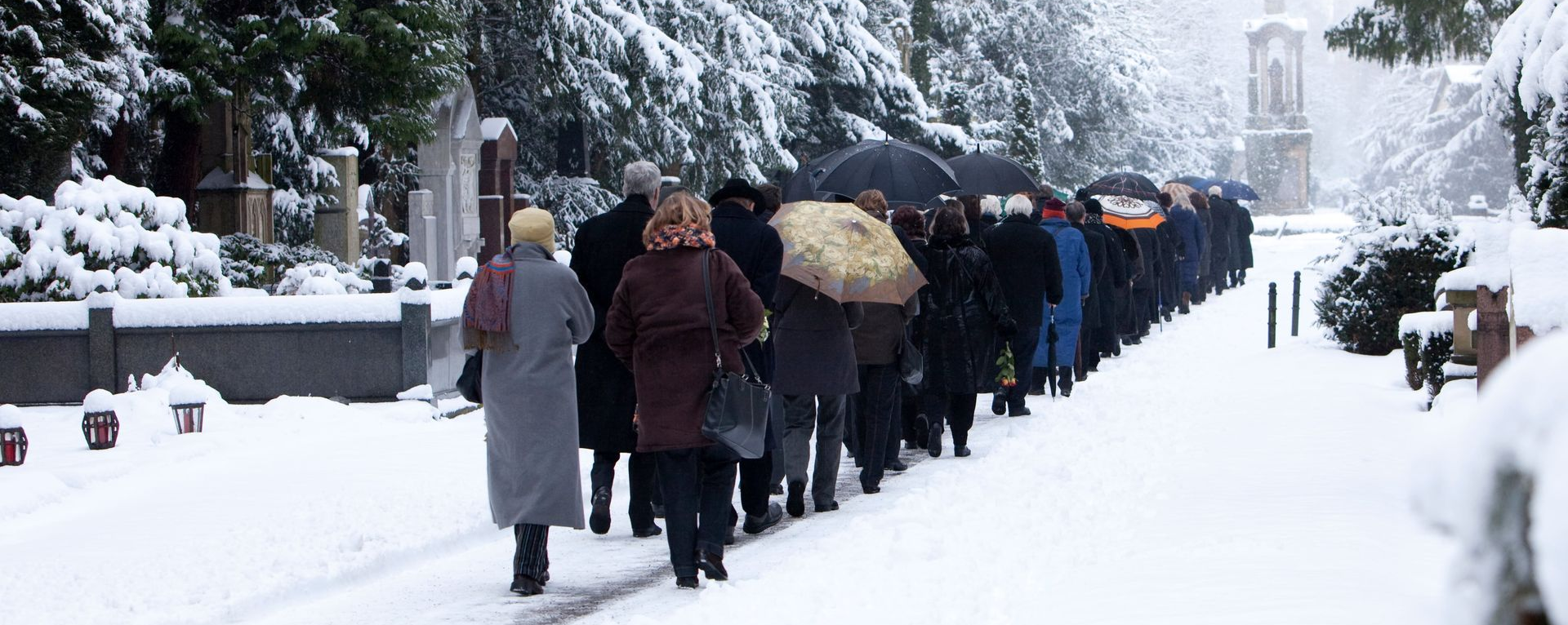 funeral procession in the snow