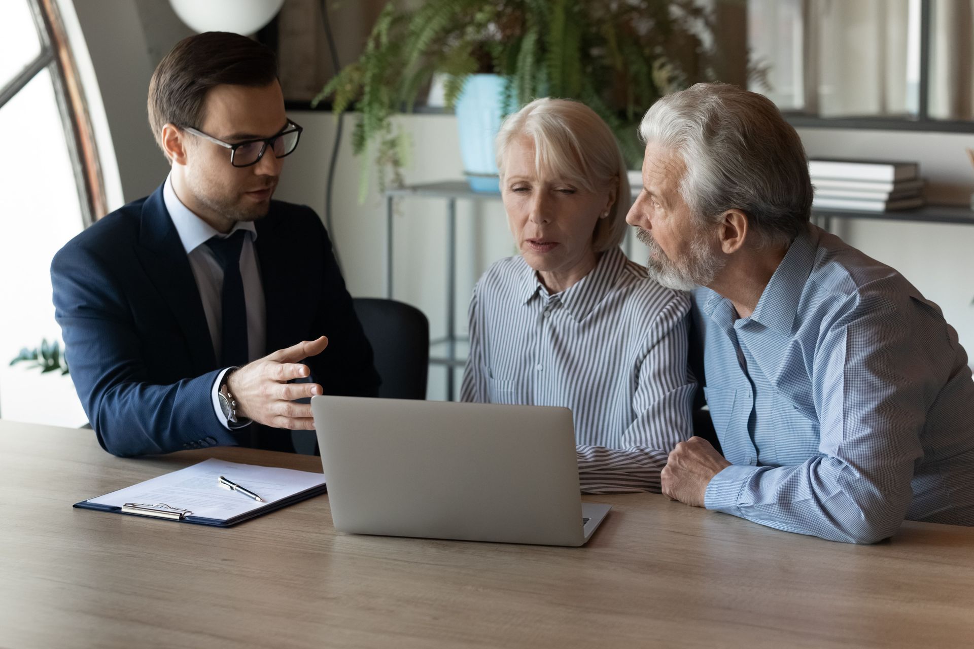 Retired couple with solicitor