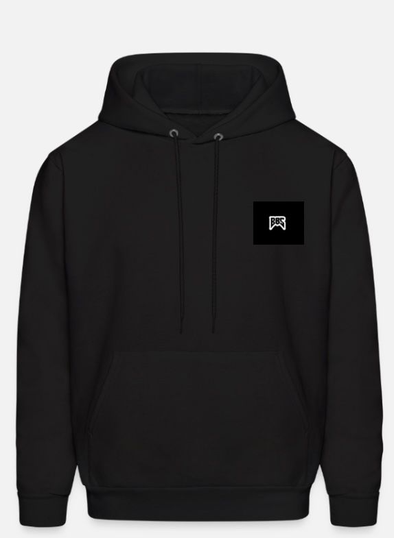 A black hoodie with a small square on the front