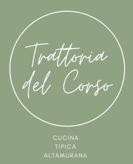 A logo for a restaurant called trattoria del corso cucina tipica altamurana.