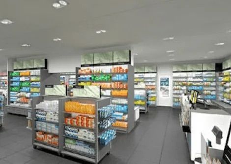 Eine künstlerische Darstellung des Inneren einer Apotheke