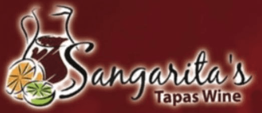 a logo for sangarita 's tapas wine on a red background