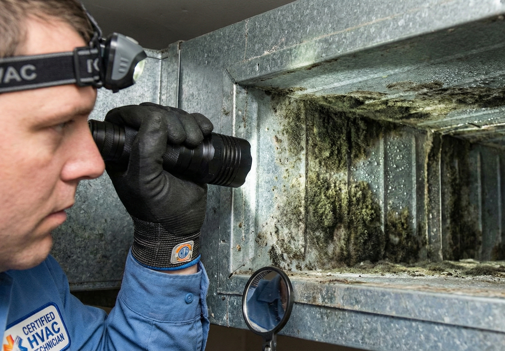 Professional air duct mold inspection