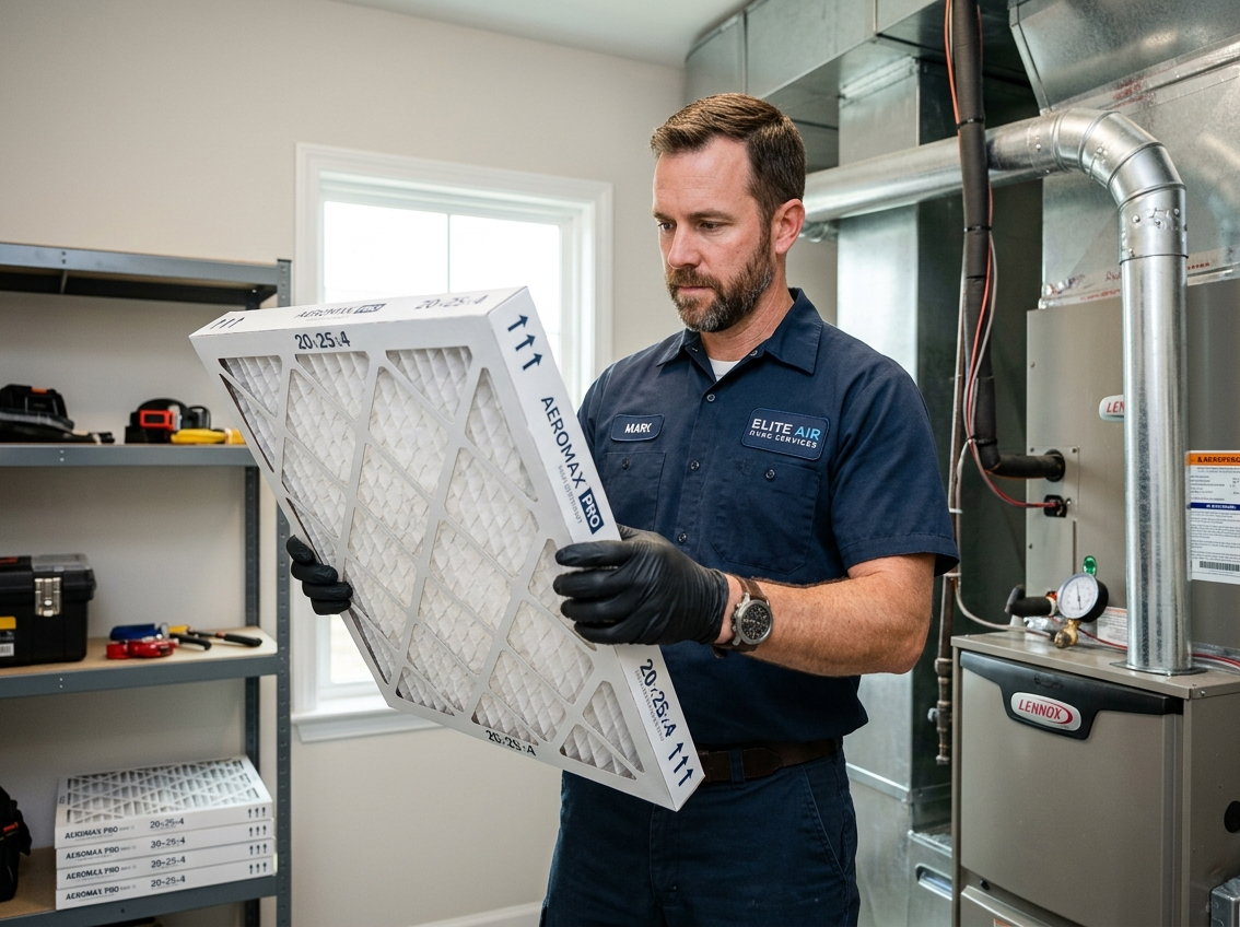 Technician in Grand Rapids, MI inspecting a clean air filter.