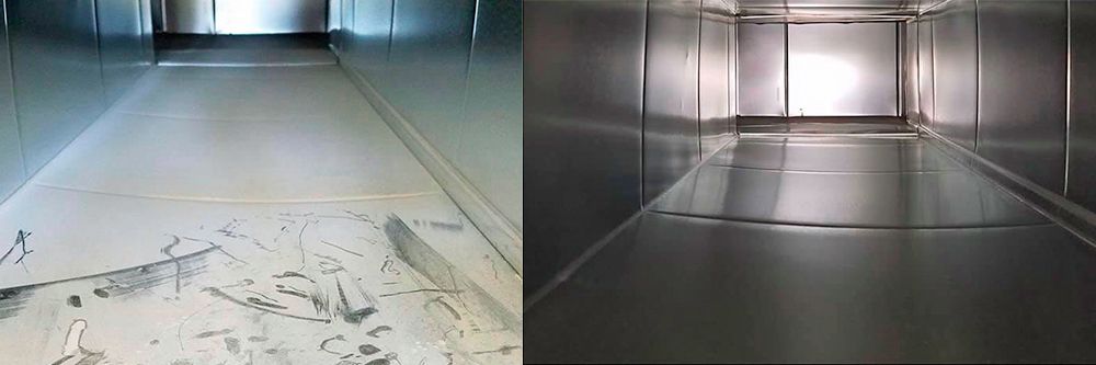 before & after of cleaned air duct