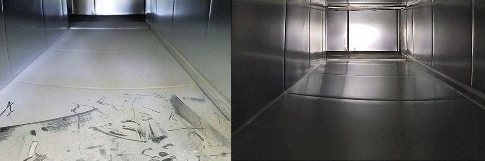 Dirty air duct before and after cleaning process