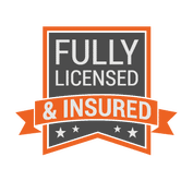 A fully licensed and insured logo on a white background.