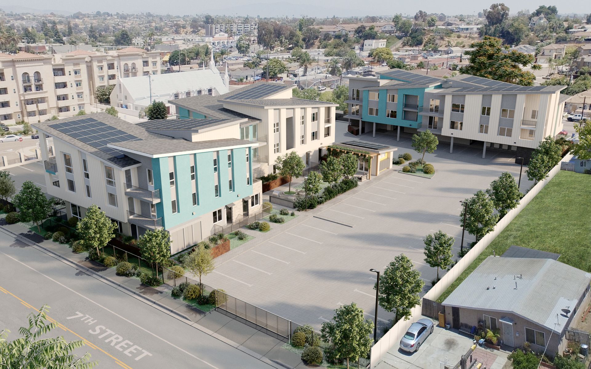 Rendering of the Talas community seen from a bird's eye point of view