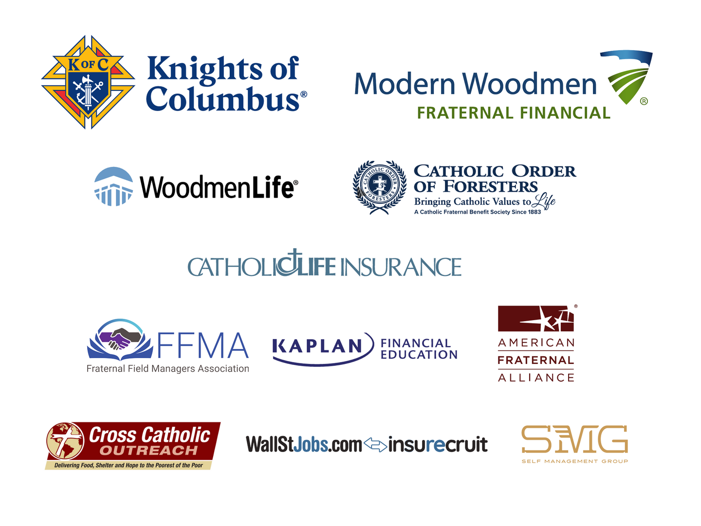 Knights of columbus and modern woodmen fraternal financial logos