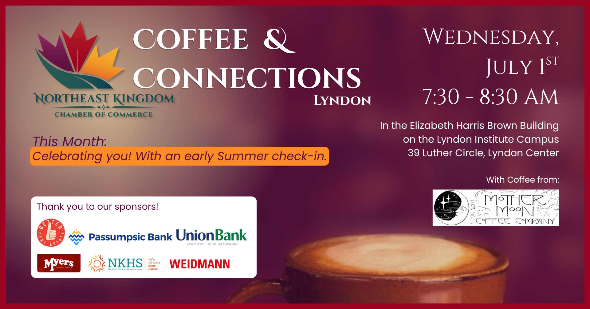 Hear from Northeast Kingdom Human Services Wednesday May 6th at the next Coffee & Connections from the NEK Chamber of Commerce.