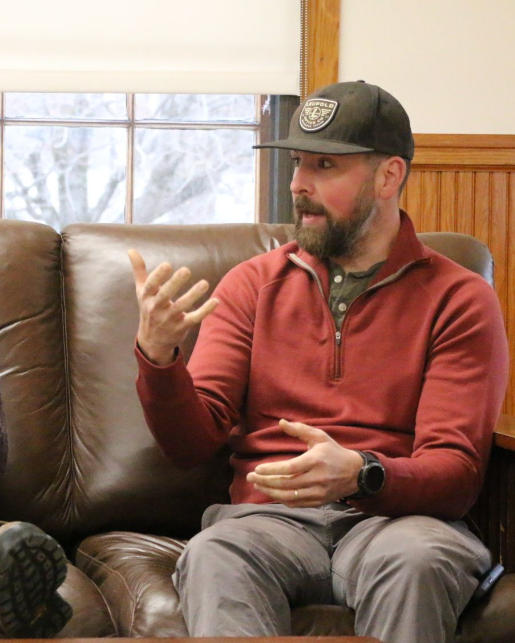 Ted Benoit, owner of Lead & Tackle Co in Lyndonville, Vermont speaking at the NEK Chamber of Commerce's Monthly Coffee Hour. 