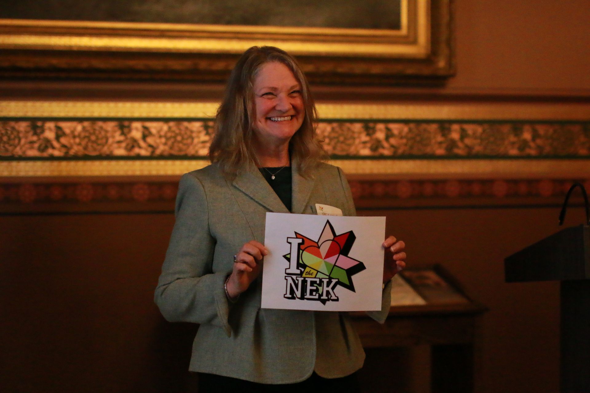 Peggy Clay, human resources manager for Vermont Aerospace, seen at NEK Day 2026 at the Statehouse in Montpelier. 
